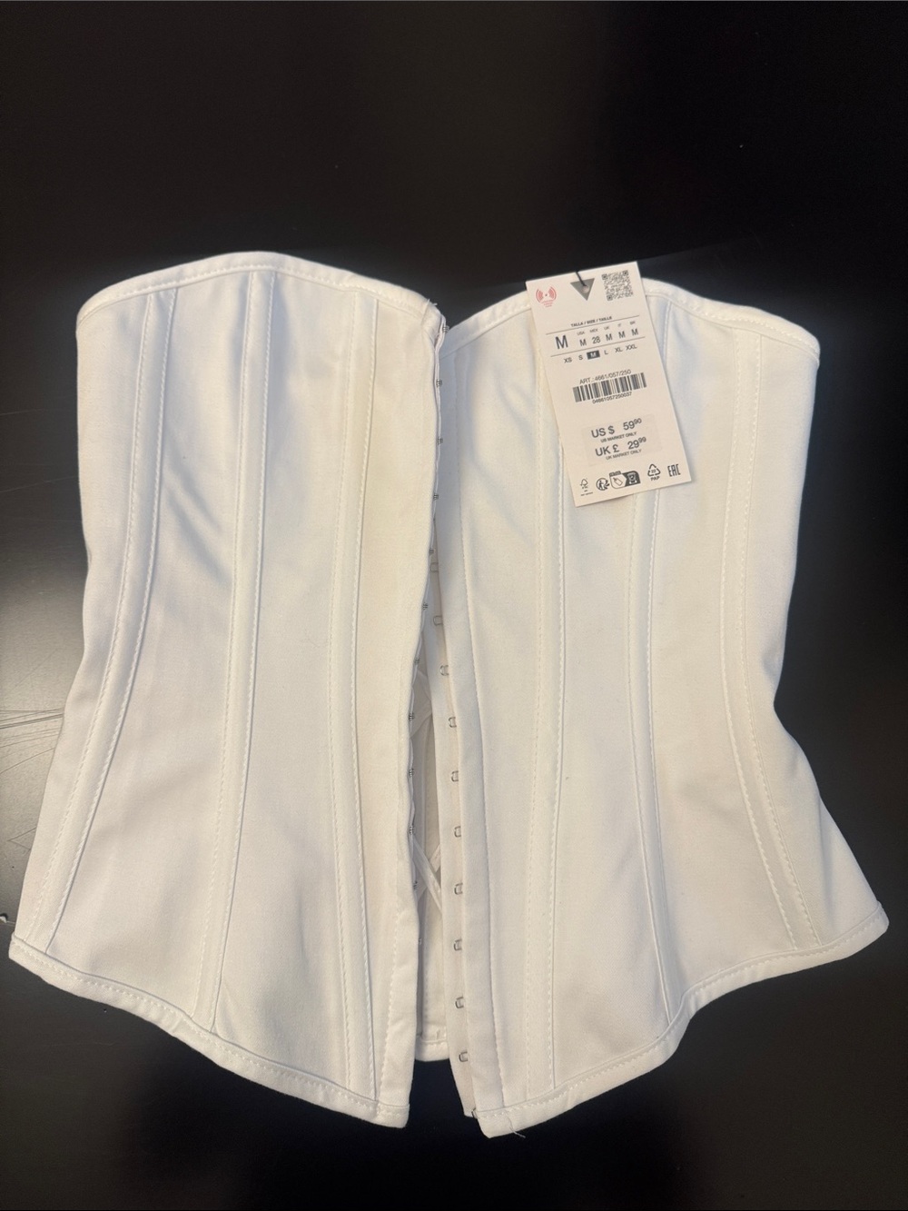 Zara White Lace-Up Corset Top